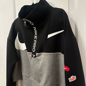 Nike Pro Black and Gray Half-Zip Sweatshirt